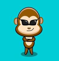 cool monkey character with glasses vector