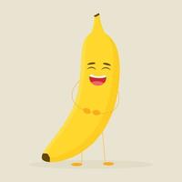 Cute banana isolated on white background. Character design vector