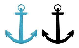 Blue see anchor isolated on white background. Flat vector illustration