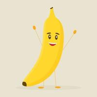 Cute banana isolated on white background. Character design vector