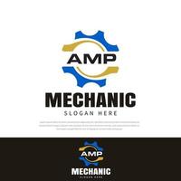 Mechanical Gear AMP design logo Template vectors, symbols, icons