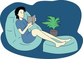 Woman reading book . Vector illustration design