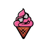 Sonrisa de helado con gafas en fondo blanco, plantilla de diseño de logotipo vectorial vector