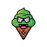 Sonrisa de helado con gafas en fondo blanco, plantilla de diseño de logotipo vectorial vector