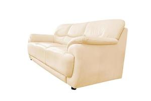 Cream leather sofa. photo