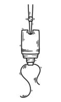 Supplemental nursing system SNS or lactation aid vector sketch doodle icon. A device with a tube for a baby and a mother during breastfeeding