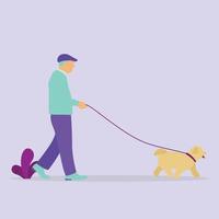 People walking the dog free vector. vector