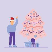 Man standing next to christmas vector