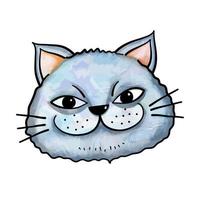 Happy Grey Blue Watercolor Cat Portrait vector