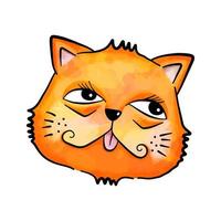 Watercolor Ginger Cat Face Portrait vector