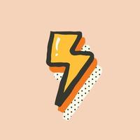 Lightning flash pop art card. Electric retro sign. Hand draw vector illustration