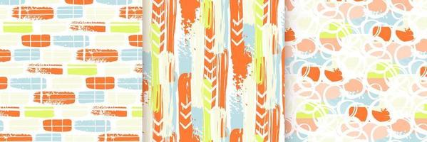 Abstract seamless patterns with brush stroke and marker. Hand drawn doodle shapes, marks and lines. Vector