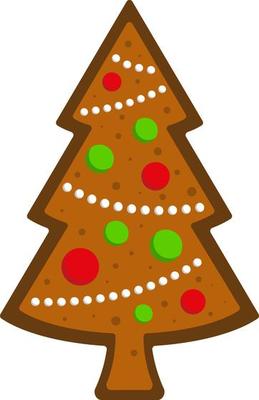 New year or Christmas gingerbread christmas tree cookie with decorartion