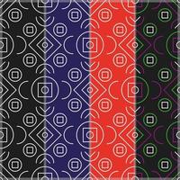 Abstract seamless patterns set with circles and squares vector