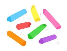 Chalk. Crayons of different colors on a white background. Vector illustration.