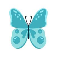 Tropical butterfly moth with multicolored wings and antennae isolated on a white background. Flying moth top view. An exotic spring insect. Vector illustration flat style