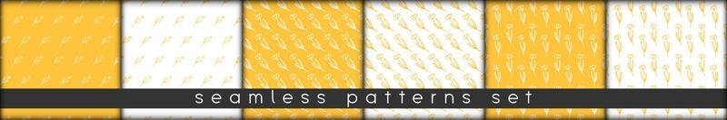 simple seamless patterns collection with hand drawn elements and matching colors vector