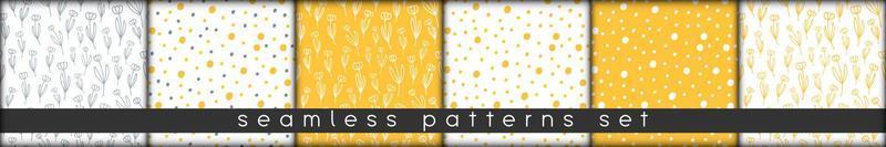 simple seamless patterns collection with hand drawn elements and matching colors vector