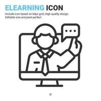 vector de icono de consultoría en línea con estilo de contorno aislado sobre fondo blanco. ilustración vectorial concepto de icono de símbolo de signo de elearning para negocios, finanzas, industria, empresa, web y proyecto