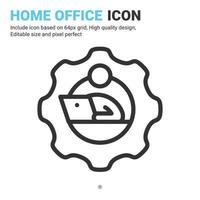 Remote employee icon vector with outline style isolated on white background. Vector illustration work from home sign symbol icon concept for business, finance, industry, company, app and project