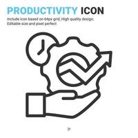 Productivity icon vector with outline style isolated on white background. Vector illustration progress sign symbol icon concept for business, finance, industry, company, apps, web and project