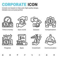 ESG concept environmental icon with outline style isolated on white background. Vector illustration corporate governance, social sign symbol concept for corporate. Editable stroke and pixel perfect