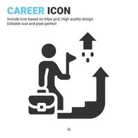 Career advancement icon vector with glyph style isolated on white background. Vector illustration progress sign symbol icon concept for business, finance, industry, company, apps and project