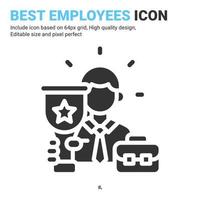 Best employee icon vector with glyph style isolated on white background. Vector illustration winner sign symbol icon concept for business, finance, industry, company, apps, web and all project