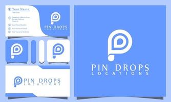 pin drops location logos design vector illustration with line art style vintage, modern company business card template