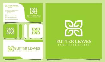 minimalis elegante mariposa deja diseño de logotipos ilustración vectorial con estilo de arte de línea vintage, plantilla de tarjeta de visita de empresa moderna vector