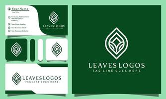 beauty leaves cosmestics luxury logos design vector illustration with line art style vintage, modern company business card template