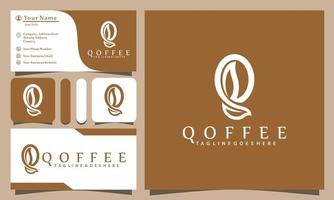 Ilustración de vector de diseño de logotipos de cafetería letra q con estilo de arte de línea vintage, plantilla de tarjeta de visita de empresa moderna
