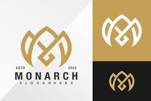 Letter M Monarch Crown Logo Design Vector illustration template