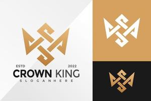 Plantilla de ilustración de vector de diseño de logotipo de corona rey de lujo