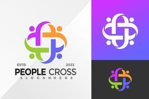 People Cross Logo Design Vector illustration template