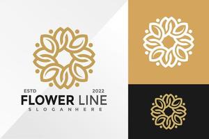 Plantilla de ilustración de vector de diseño de logotipo de línea de flor