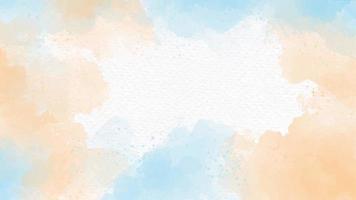 Salpicaduras de acuarela beige mar azul y arena sobre fondo abstracto de papel blanco