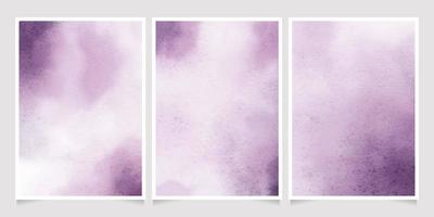 colección de plantillas de fondo de tarjeta de invitación de salpicaduras de lavado húmedo de acuarela púrpura 5x7 vector
