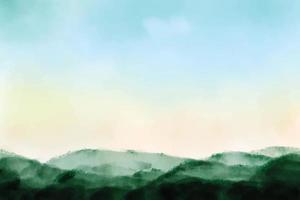 beautiful sunrise mountain landscape watercolor background vector