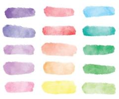 colección de banner de fondo de salpicaduras de lavado de acuarela de arco iris colorido vector
