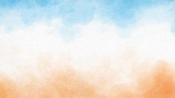 sea blue sky and sand beach watercolor background vector