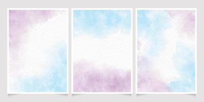 colección de plantillas de fondo de tarjeta de invitación de salpicaduras de lavado húmedo acuarela unicornio azul y violeta vector