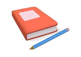 realistic book and pencil vector