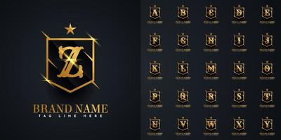 Set logo a to z with shield label illustration template design vector