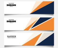 set of abstract web business banner background with dark blue and orange color vector