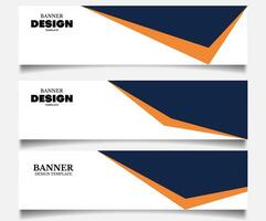 set of abstract web business banner background with dark blue and orange color vector