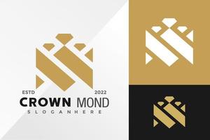 Diamond Crown Logo Design Vector illustration template