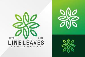 Plantilla de ilustración de vector de diseño de logotipo de hojas de línea