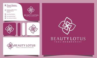 flower lotus minimalist elegant logos design vector illustration with line art style, modern company business card template