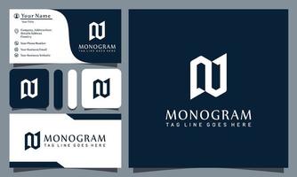 monogram N logos design vector illustration with line art style vintage, modern company business card template